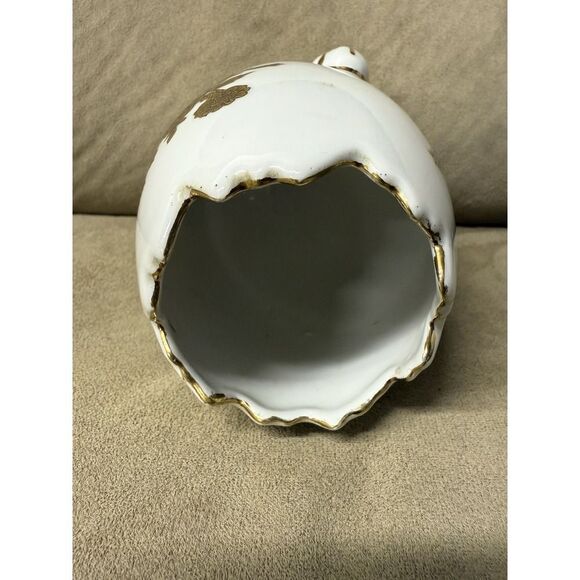 Vintage Napcoware Footed Egg Shape Vase. Gold & Black Flowers. Gold Trim 6" T - Picture 9 of 12